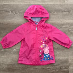 Peppa Pig Pink Rain Jacket Coat Hood Girls Size 2T